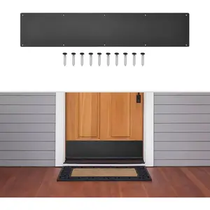 1 Pcs 6 x 30 Inches Door Kick Plates, 1.5mm Thickness Rectangular Aluminum Door Push Plate, Protection Decor for Exterior Interior Doors (Black)