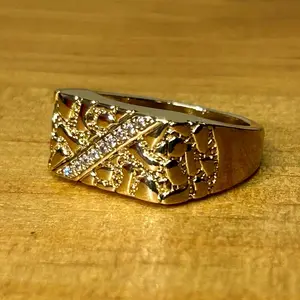 Gold Plated 3-Piece Classic Nugget-Look Stacking Ring Set - Revamped Design, Tarnish-Proof Metal Coating, Ideal for Elegant Outfits