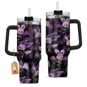 STORMMECH- Noibat 40oz Handle Tumbler – PKM Stainless Steel Travel Mug, Anime Inspired Vacuum Insulated Cup, Large Iced Coffee Tumbler, Manga Fighter Drinkware, Otaku Gift for Him Her