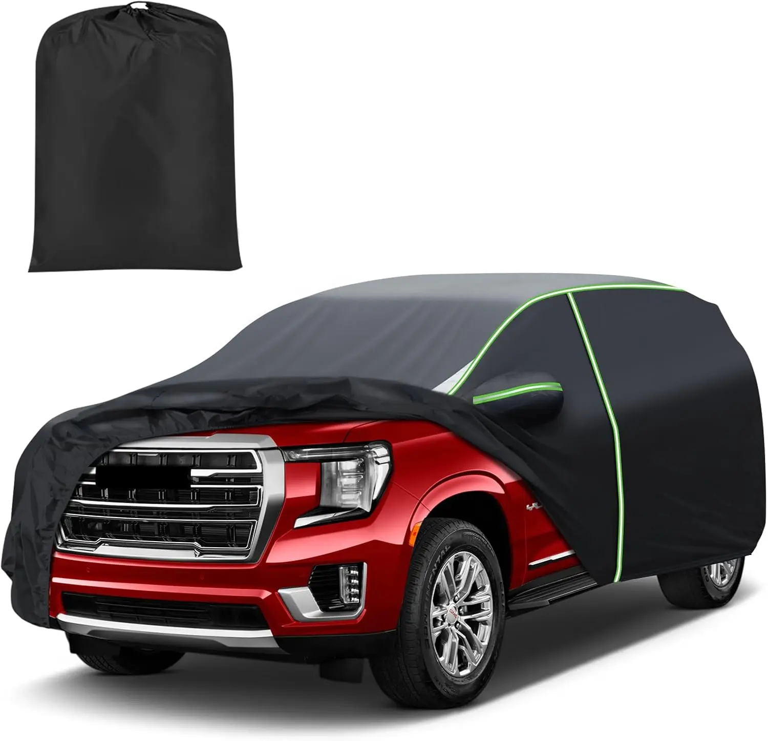 KUST Mixsuper Liner Custom Car Cover for GMC Yukon (2007-2014, 2015-2026), 7-Layer Waterproof All-Weather SUV Cover with Driver-Side Zipper Door, Windproof Straps, Reflective Strips