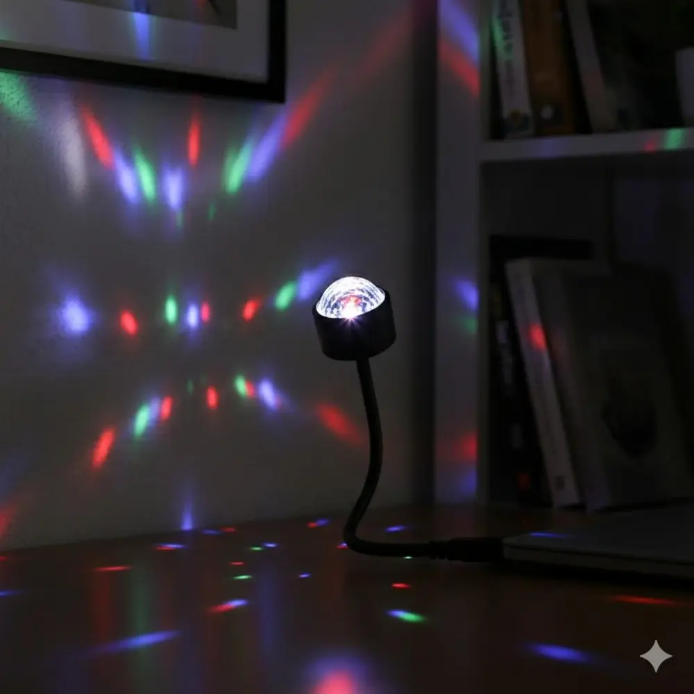 LED Disco Ball Light with USB Power, Colorful Projection, Sound Activated & Color Changing for Home, Bar, Party, Stage, Club Mood Lighting & Atmosphere
