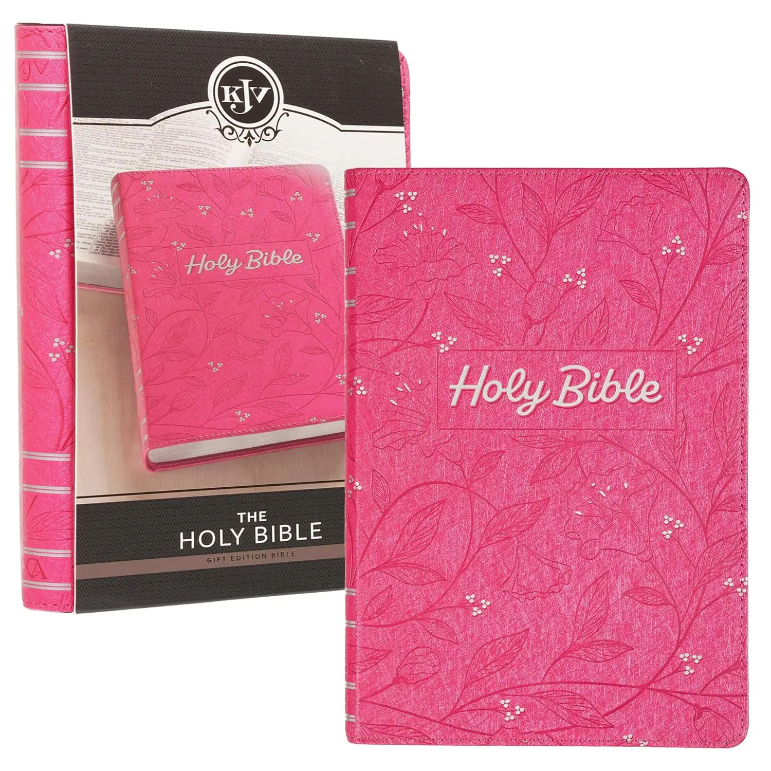 Holy Bible, Gift Edition King James Version, Faux Leather Flexible Cover, Pearlized Cherry Imitation Leather