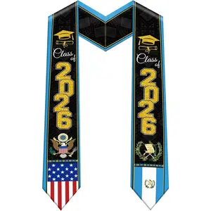 Flag Graduation Sash, Graduation Stole for International Graduates (70 Inches)，Class of 2026 Graduation Stole