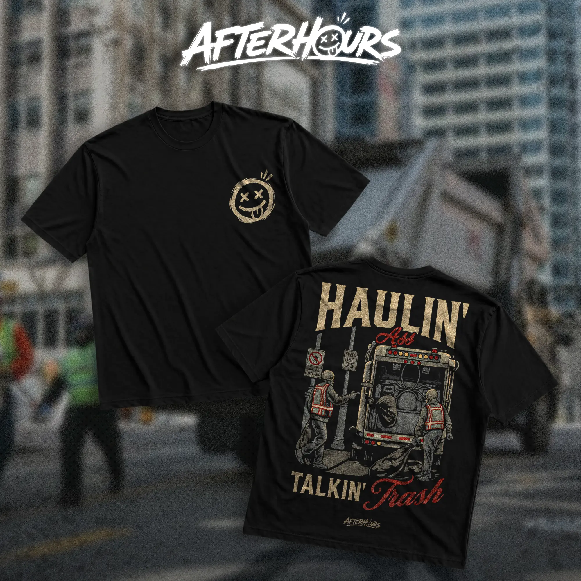 AFTERHOURS Haulin' Ass Talkin' Trash Heavy Cotton T-Shirt Direct-To-Garment Breathable Printing High Visibility Sarcastic Tee For Workers, Gift For Husband , Safety Workwear For Man