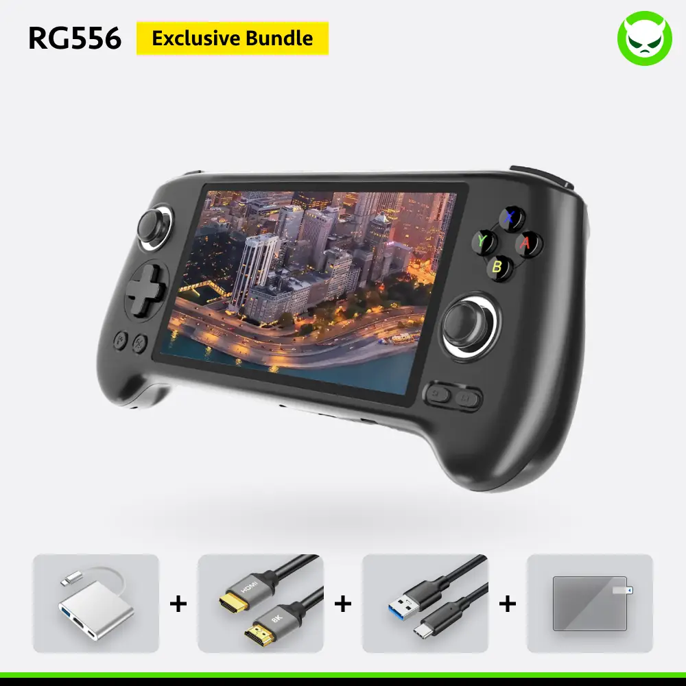 Anbernic RG556 Game Console【Buy 1 Get 1 HDMI Cable (8K) +1 Multi-port Adapter+1 Type-C Cable+1 Screen Protector】Android 13 5.48-inch AMOLED Touch Scre