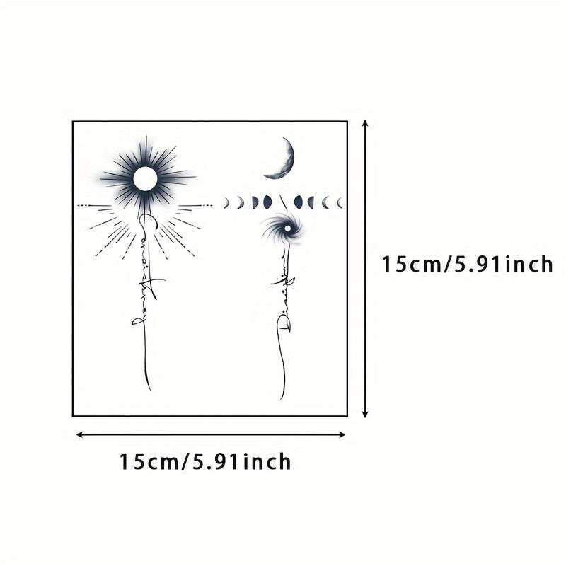 6 Large Herbal Tattoo Stickers, Including 1 Sun and Moon Element and 5 Random Styles, Lasts 7-15 Days, Waterproof and Anti-Friction, Realistic Effect, Suitable for Those Who Don't Want Tattoo Pain 6 Large Herbal Tattoo Stickers, Including 1 Sun and Moon Element and 5 Random Styles, Lasts 7-15 Days, Waterproof and Anti-Friction, Realistic Effect, Suitable for Those Who Don't Want Tattoo Pain