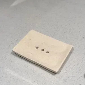 European Style Single Layer Ceramic Soap Dish with Drain Hole, Perfect Bathroom Soap Holder, Durable & Stylish Design