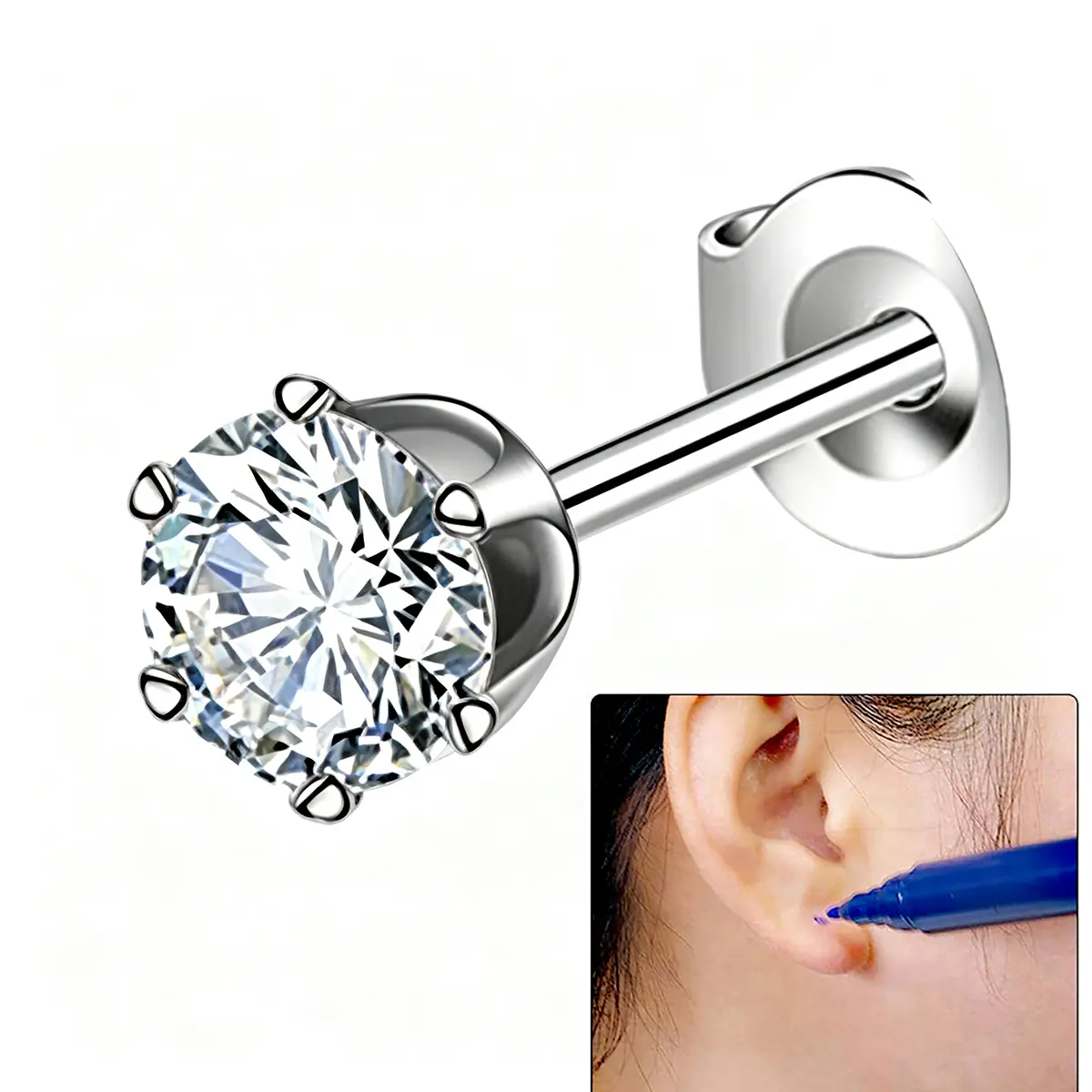 Stainless Steel Daily Earring Stud Set - Cadmium-Free, Lead-Free, Lightweight, Minimalist Design, Metallic Star & Gem Earrings for New Piercings, Trendy Gifting