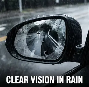 2Pcs Car Rearview Mirror Rainproof Film - Anti-Fog/Glare Nano Coating - Waterproof Clear Vision Shield - Universal Fit