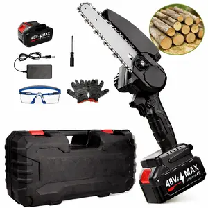 Cordless Mini Chainsaw, 6-Inch Handheld Electric Chain Saw with 1 Batteries, for Tree Limb Trimming and Wood Cutting, Best Gift Choice for Father, Husband, Men