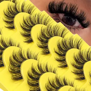 10 Pairs Cat Eye Lashes Mixed Styles, Long Curl Lightweight Natural Look, Perfect for Holiday Parties Special Occasions, Festive Eyeliner Makeup, Individual Eyelash Extensions, Cosmetic False Lashes