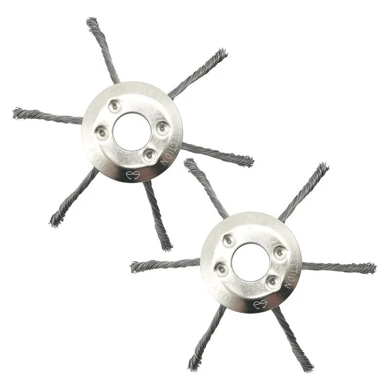8/9inch Steel Wire Wheel Head Grass Trimmer Head Universal Weed Brush Fit Straight Shaft Brushcutter Removal Moss Rust
