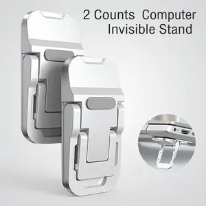 2 Counts Adjustable Invisible Laptop Stand, Portable Ergonomic Cooling Riser for MacBooks and Desktop Keyboards, Universal Fit