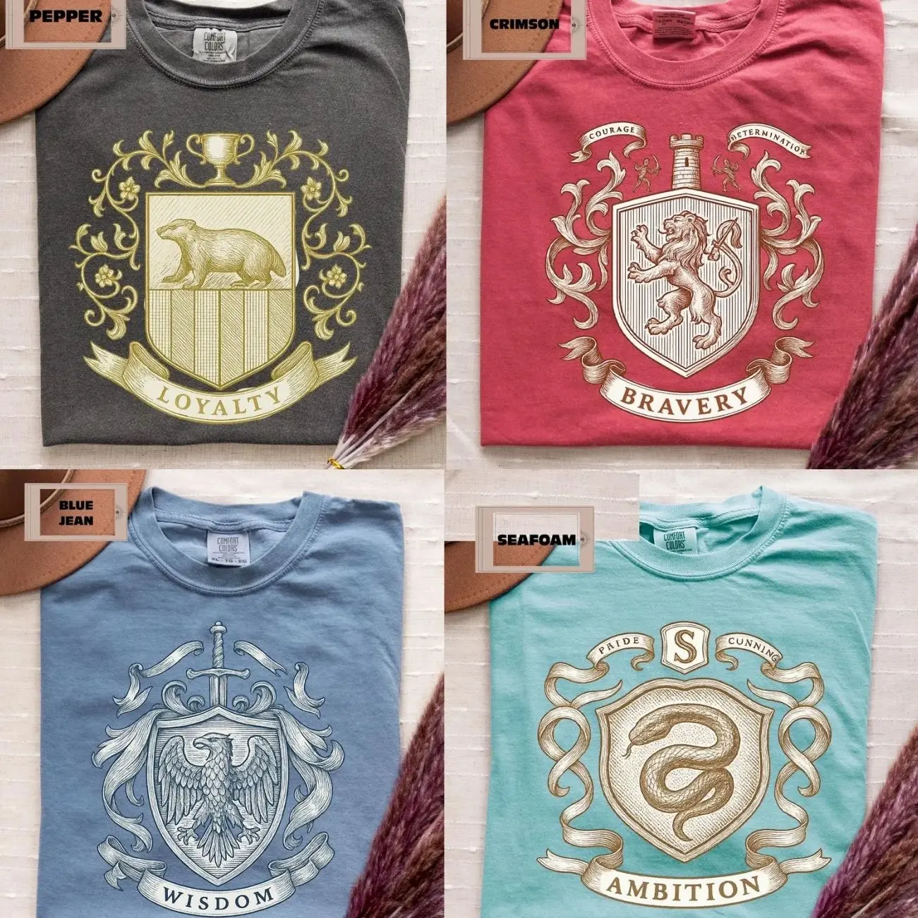 Comfort Colors Wizard House Shirt, Magic School House Crest Tee, Wizard School Shirts, Universal Vacation Family Matching Apparel L4UBD