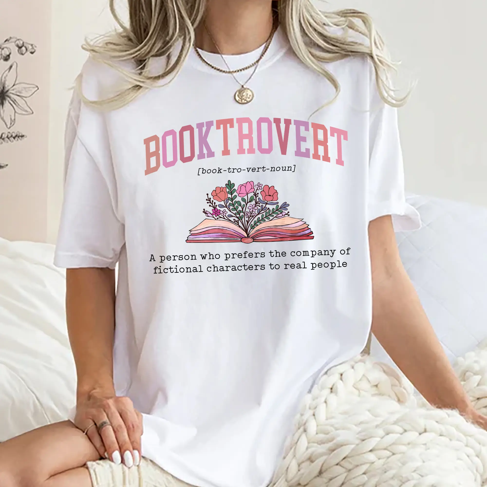 Booktrovert Definition Shirt, Booktrovert T-shirt, Book Lover Graphic Printed Tee, Bookish Soft Fabric Short Sleeve Tee, Comfort Shirt For Nerd Girls, Women's Tops, Womenswear, Cotton Fabric Relaxed Fit Chic Style