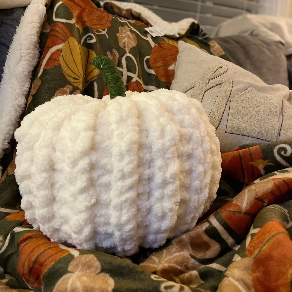 XL Crochet Cozy Pumpkin Pillow