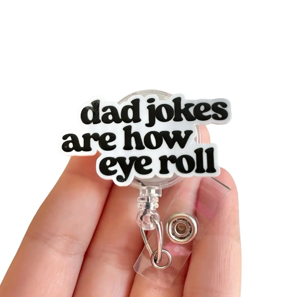 Glitter My Badge Funny Dad jokes badge reel for guy man male nurse and hospital workers. Badge clip Badge pull - Retractable swivel clip with a 360 rotation. Great gift for coworker.