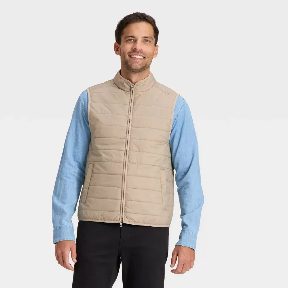 Women's Polyester-Nylon Fabric Puffer Vest, Goodfellow & Co Zipper Garment Women's Polyester-Nylon Fabric Puffer Vest, Goodfellow & Co Zipper Garment