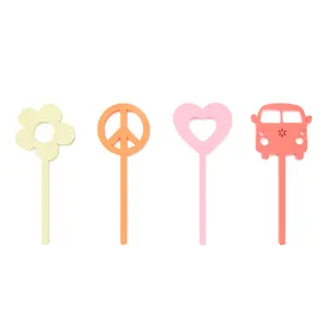 Groovy Retro Acrylic Cupcake Toppers, Set of 12