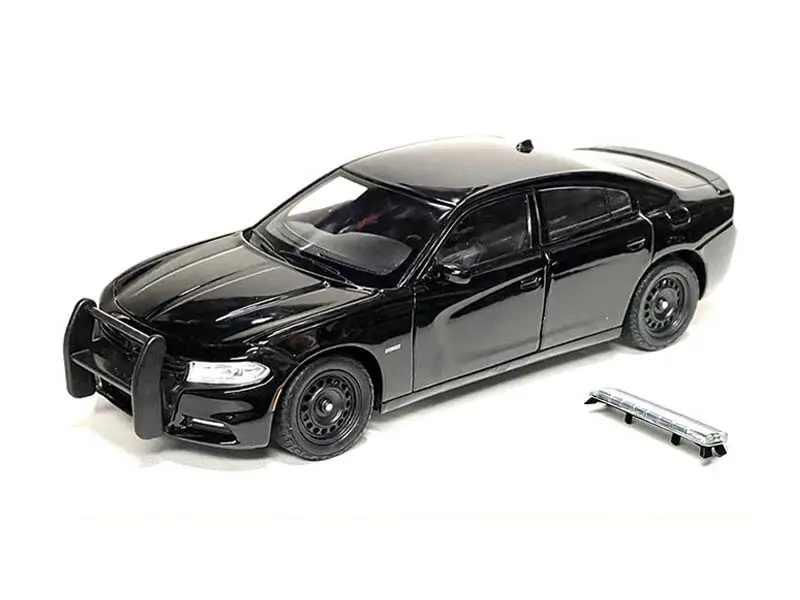 Official License Collectible Model Car - 2016 Dodge Charger R/T Police Pursuit Plain Black, Welly 24079BKPOL 1:24 Scale Diecast Model Cars