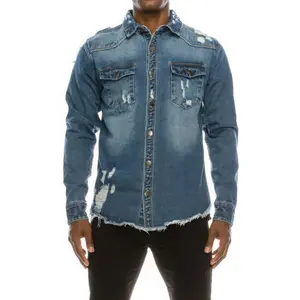 Men's Ripped Denim Overshirt