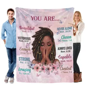 Christian Affirmation Blanket for Women, “You Are” Inspirational Bible Verse Throw, Faith-Based Gift, Religious Encouragement Blanket with Butterfly & Floral Design, Birthday Christmas Gift for Her