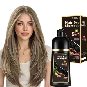 Light Brown 5-in-1 Hair Dye Shampoo – Unisex Natural Herbal Formula, Semi-Permanent Gray Coverage, Long-Lasting Vibrant Color for 3–4 Weeks, Easy At-Home Application, 500ml (Includes Complimentary Argan Hair Mask Samples)
