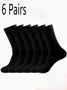 6 pairs of men's premium Knit mid-calf business casual work socks, soft and comfortable, suitable for all festivals including Christmas and Halloween, and wearable in all four seasons