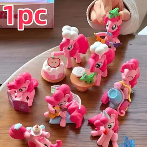 1/9pcs Pink pony Party time! Cute Becci figurine surprise handcrafted decoration item, made of PVC material, suitable for decorating the tabletop, bedroom party venue, and can be used as a decoration gift for home.