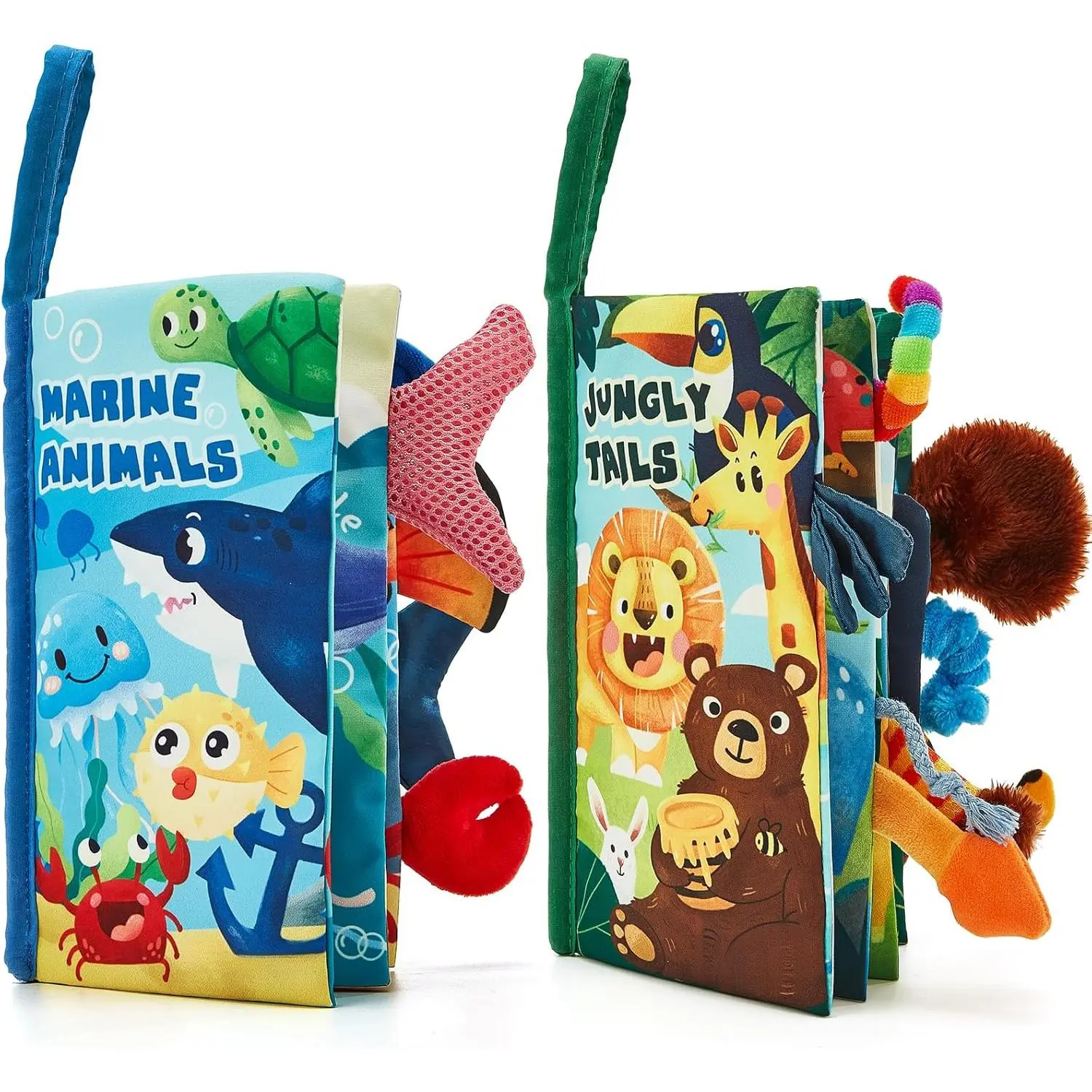 Baby Toys 0-6 Months - Crinkle Books for Babies 2-Pack, Soft Cloth Sensory Touch Feel Baby Book 6-12 Months Infant Tummy Time Toys 0-3 Month Newborn Boys Gifts Baby Easter Basket Stuffers