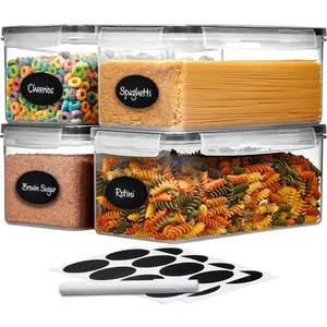Large Airtight Food Storage Containers with Lids Set of 4 3.2L 102 fl.oz BPA Free Plastic Pasta Spaghetti Air Tight Canisters for Kitchen Pantry Organization