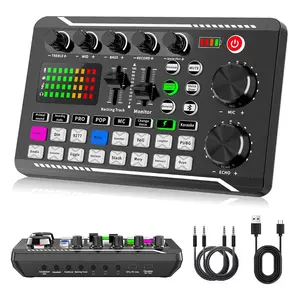 Wireless Microphone Equipment Package, Rechargeable Microphone & Accessories, Live Broadcast Equipment Package, Podcast Studio Equipment for Mobile Phone/Computer/PC, USB Audio Mixer