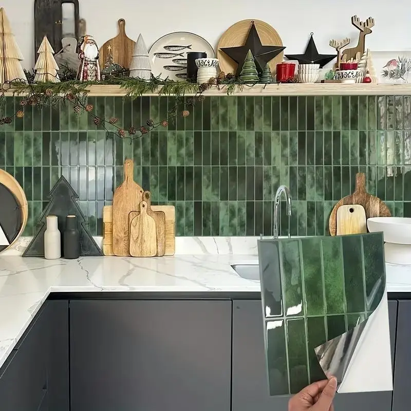 Self-adhesive Tile Wall Sticker, Waterproof Oil-proof Wall Decal, Kitchen Bathroom Decoration, Decorative Sticker for Home Kitchen Bathroom Balcony and Sink, Tile Stickers, Ornaments