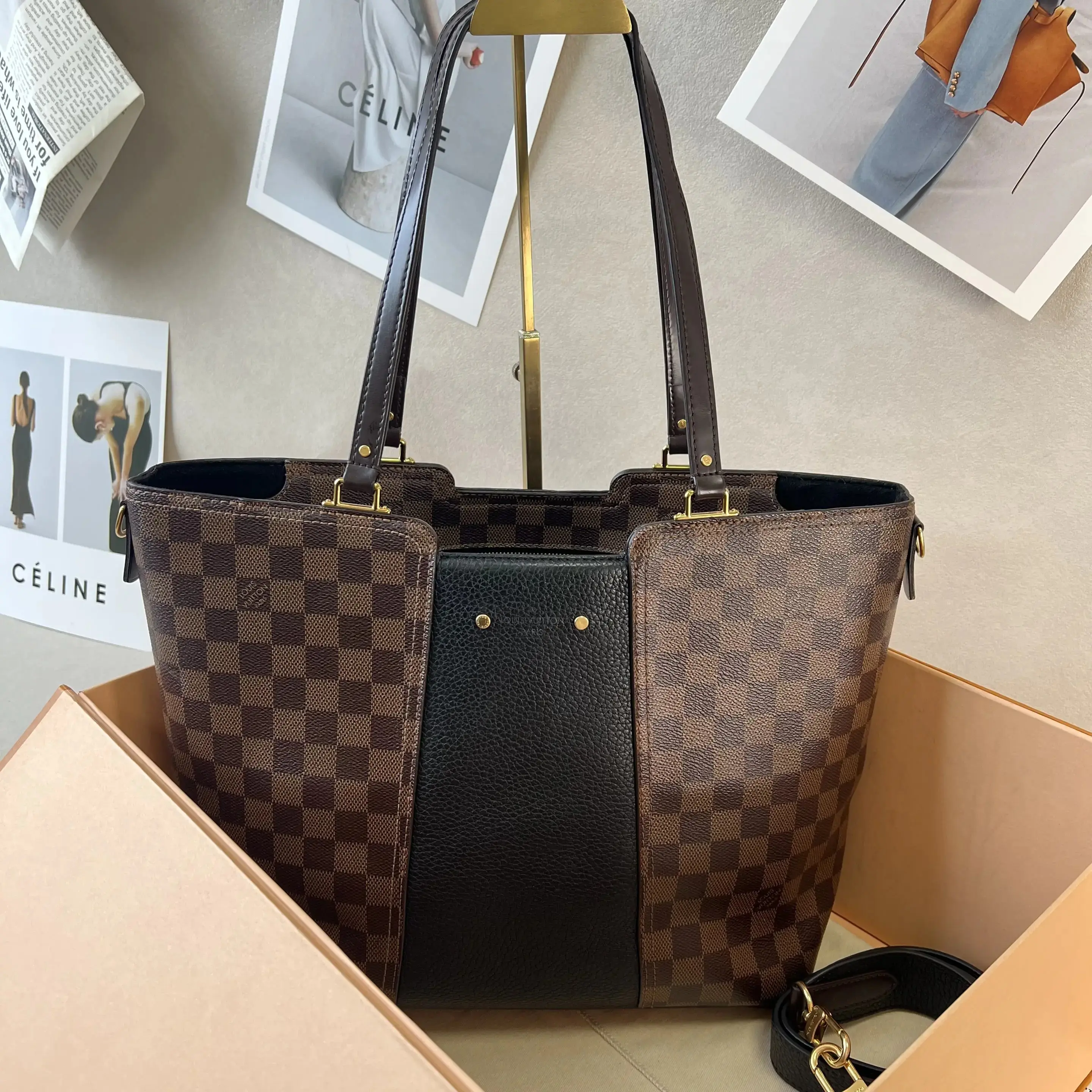 Pre-owned Louis Vuitton LV Shoulder Bag Brown Checkered with Black Accents Coated Canvas Crossbody Bag 0811betsy/C8357879833