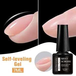 MEET ACROSS 7ml Self-leveling Gel Nail Polish, UV LED Hard Fiber Gel, Clear Builder Nails Gel with Brush Nails Strengthener Gels for Extension, Transparent Function Gel for Home Salon DIY Manicure Nail Care
