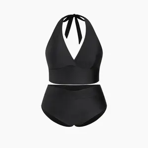 Cider V-neck Glitter Halter Full Coverage Bikini Set Curve & Plus SwimWeek