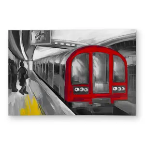 360 stand Bold Red 2x3 ft. Rectangle Outdoor Area Rug - Low Maintenance, Transportation Subway Themed Decor - Statement Piece for Entryways
