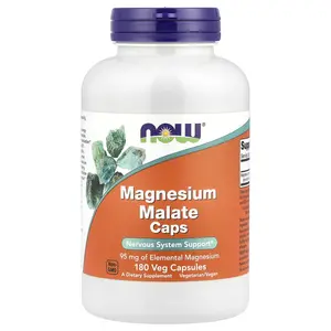 NOW Foods Magnesium Malate Caps, 95 mg, 180 Veg Capsules