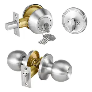 VEVOR Door Knob and Deadbolt Set, Satin Nickel Entry Door Knob and Single Cylinder Deadbolt Combo Pack, Fit for 1-3/8 to 1-3/4 Door Thickness, Door Lockset with Deadbolt for Entrance and Front Door