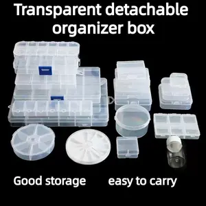 Jewelry Box Transparent Plastic Compartment Jewelry Bead Storage Box Electronic Accessories Organizer Box Hardware Fishing Gear Toy Classification Packaging Box Dustproof DIY Loose Bead Packing Box Desktop Storage Compartment Box
