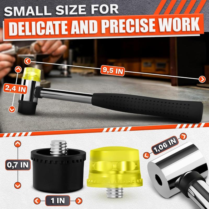 Small Rubber Mallet Hammer – 25 mm Lightweight Double-Sided Rubber and Plastic Head | Non-Slip Ergonomic Grip | Durable, Scratch-Free Tool for Jewelry Making & Repair, Valentine Craft, Furniture Setup