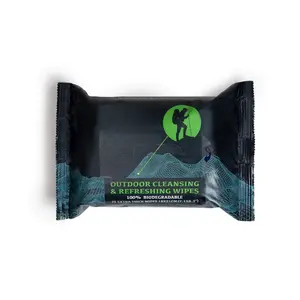 Outdoor Wet Wipes - Extra Thick Camping Gear, Biodegradable, Body & Hand Cleansing/Refreshing Cloths for Backpacking & Gym w/Natural Aloe & Vitamin E (25 Wipes)