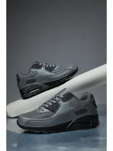 Men's All-Grey Air Cushion Sneakers: Breathable Shock-Absorbing Casual Shoes, Athletic Running Shoes, Workout Sneakers for Daily Commute & Running - Minimalist Solid Color, Perfect Christmas Gift