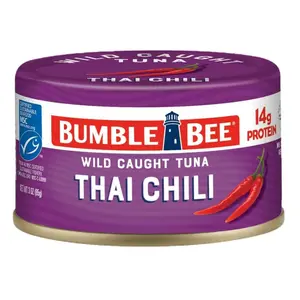 Snackers - Thai Chili Tuna, 3 oz Easy Open Can - 14g Protein per Serving - Wild Caught Skipjack Chunk Light Tuna Pack - No Draining, Ready to Eat