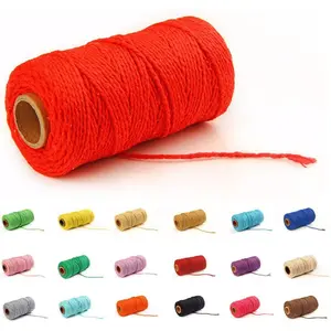 Macrame Cotton Cord 2mm 109 Yard Cotton Rope Colored Craft Cord for DIY Crafts Plant Hangers (Red)
