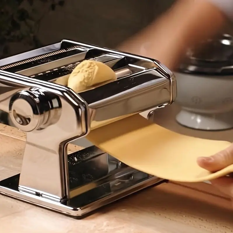 Manual Pasta Maker - 9 Adjustable Thickness Settings, Stainless Steel Pasta & Noodle Cutter for Spaghetti, Fettuccine, Lasagna & Dumpling Wrappers, Durable Kitchen Tool with Stable Structure