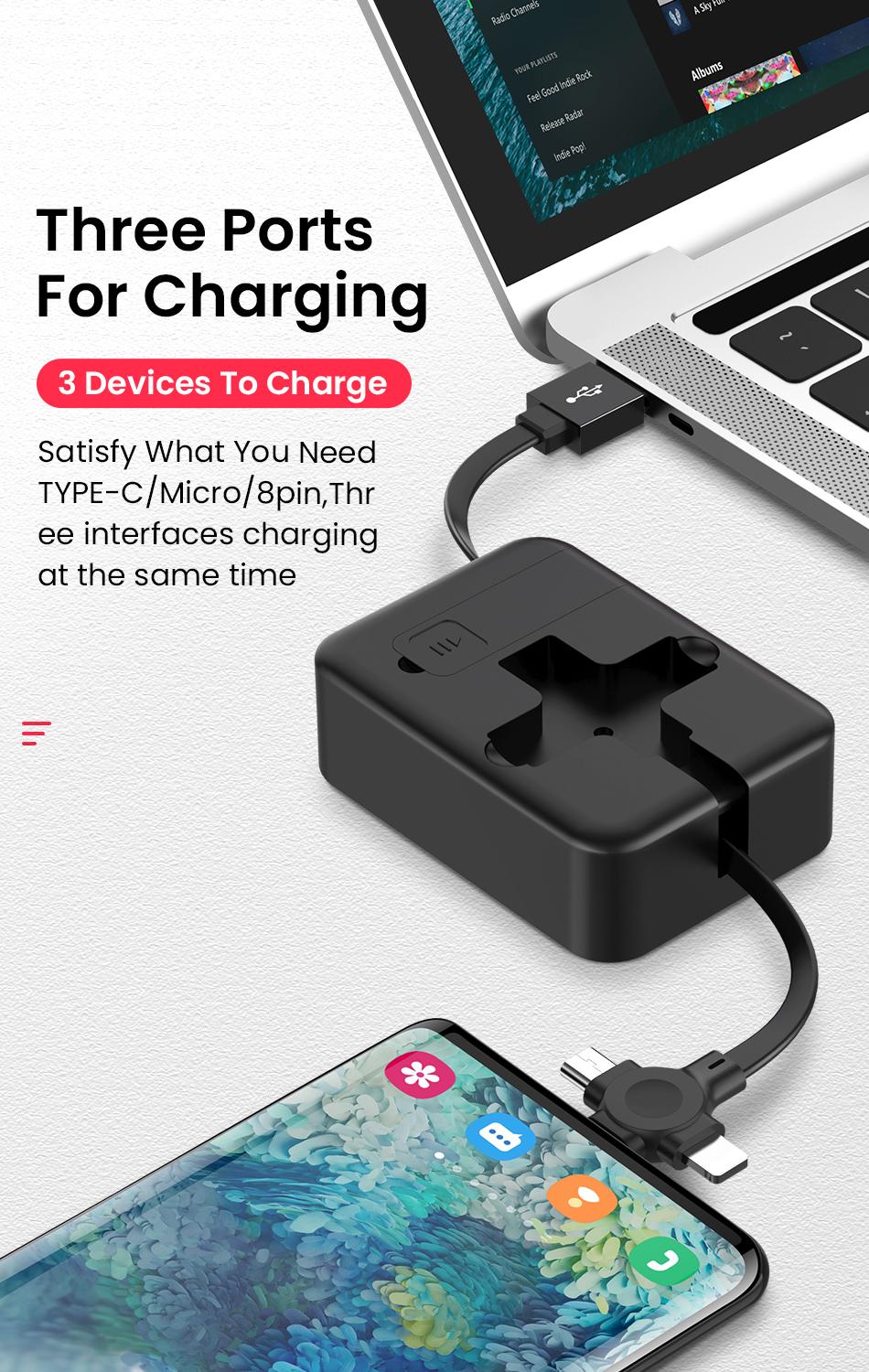 4 In 1 Retractable USB Cable Creative Macaron Type C Micro Cable For I Phone With Phone Stand Charging Data Cable Line Storage Box 4 In 1 Retractable USB Cable Creative Macaron Type C Micro Cable For I Phone With Phone Stand Charging Data Cable Line Storage Box