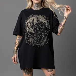 Comfort Colors or Gildan - Fox Yin Yang Sun Moon Witchy Forestcore Graphic Tee, Mystical Animal Dark Academia Naturecore Aesthetic Celestial Unisex T-Shirt - Perfect Gift Idea for Any Occasion