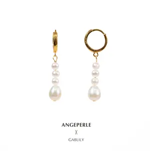 ANGEPERLE S925 Sterling Silver Freshwater Pearl Huggie Earrings 3-4/6-7mm TSJCY633