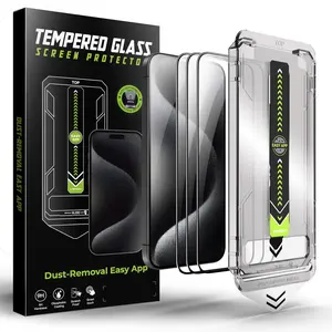 Tempered Glass Phone Screen Protector, 1 Count Smartphone Screen Protective Film with Installation Tool, Phone Accessories for iPhone 16 15 14 13 12 11 Pro Max Cellphone, Cover